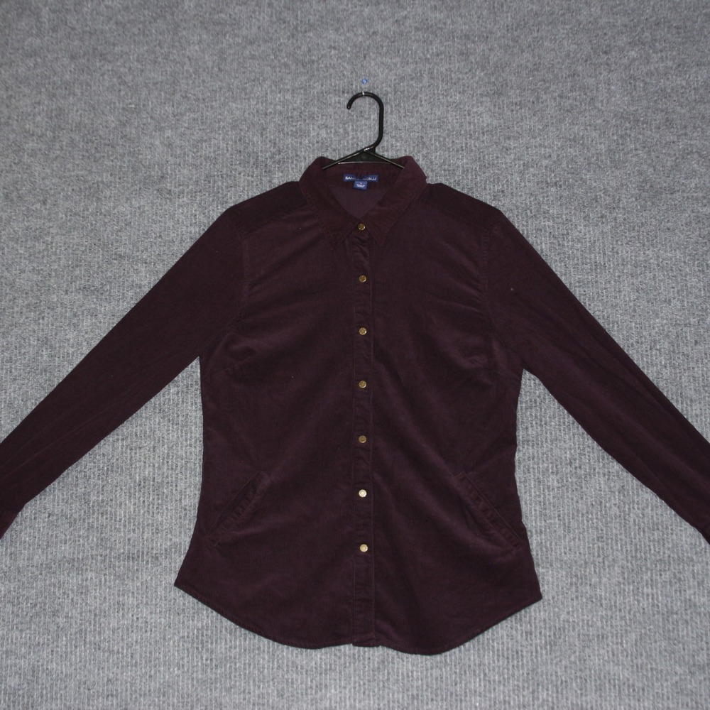 BandolinoBlu Shirt‎ Womens M Burgundy Corduroy Button Down Long Sleeve